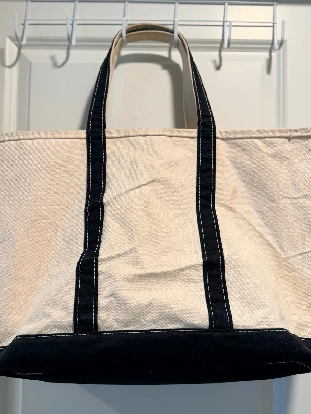 Vintage 90s L.L. Bean Boat and Tote Canvas Large Navy Blue Open Top Monogram